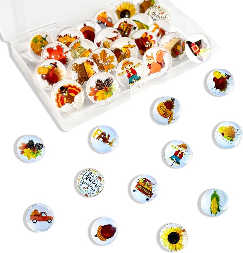 Tandarui 24Pcs Thanksgiving Decorative Push Pins Fall Theme Thumbtacks for Photo Wall, Bulletin Board, Whiteboard,Feature Wall, Cork Board, Map, Office or Home Decor (Thanksgiving) - Image 1